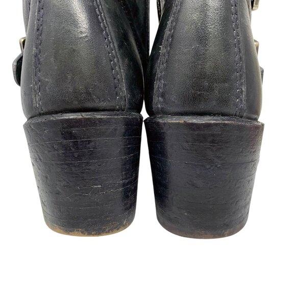 Frye Sabrina Black Leather Double Buckle Ankle Boots‎ - Picture 11 of 12